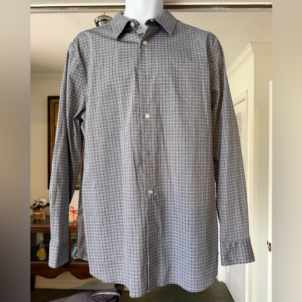 Banana Republic Gray Windowpane Dress Shirt